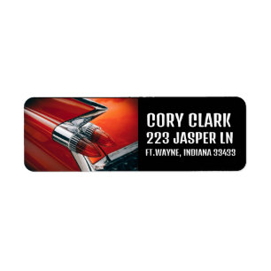 CLASSIC CAR RED FINS RETURN ADDRESS LABELS