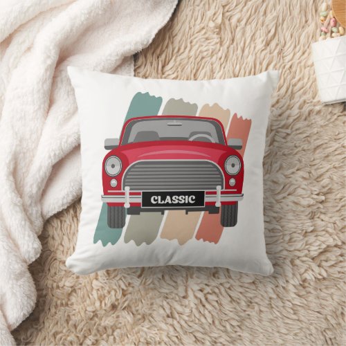 Classic Car Red Throw Pillow