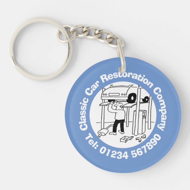 Classic Car Restoration & Mechanics. Keychain (Front)