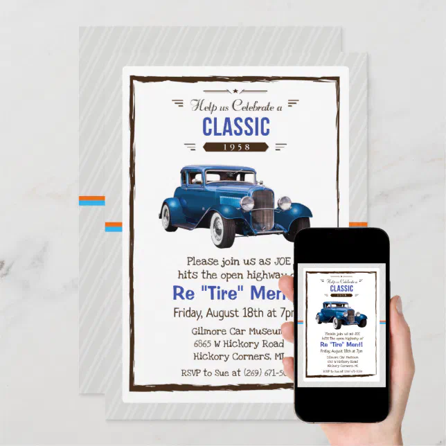 Classic Car Retirement Invitation | Zazzle