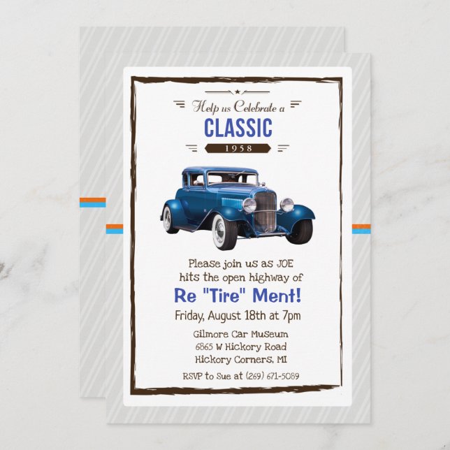 Classic Car Retirement Invitation (Front/Back)