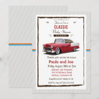 Classic Car Retro Baby Shower Invitation