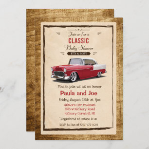 Classic Car Retro Baby Shower Invitation