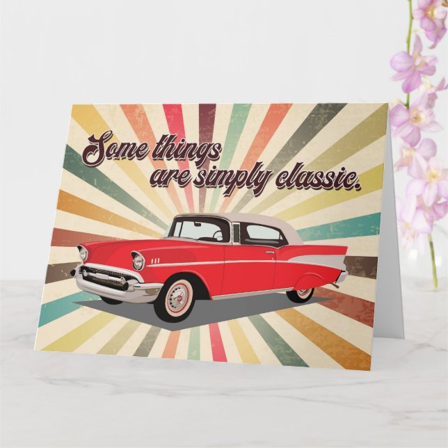 Classic Car Retro Happy Birthday Greeting Card | Zazzle
