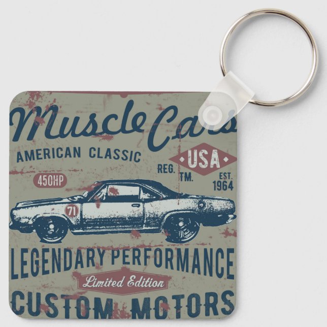 Classic Car Retro Keychain (Back)