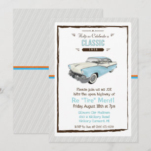 Classic Car Retro Retirement Invitation