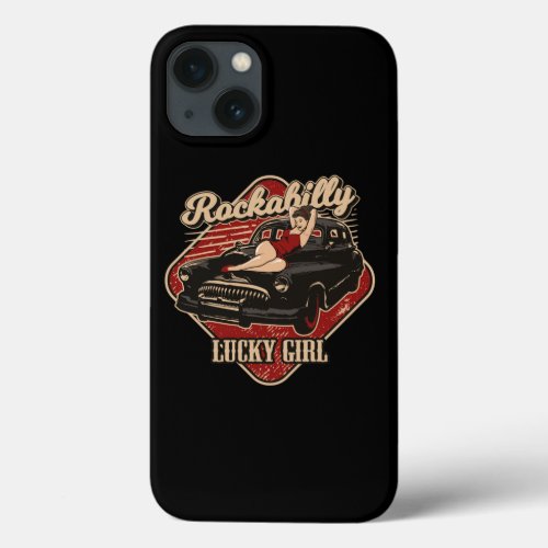 Classic Car Rockabilly Hot Rod PinUp Girl  iPhone 13 Case