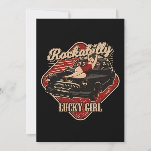 Classic Car Rockabilly Hot Rod PinUp Girl Invitation