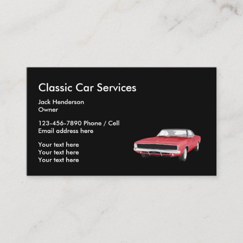 Classic Car Services And Restoration Business Card