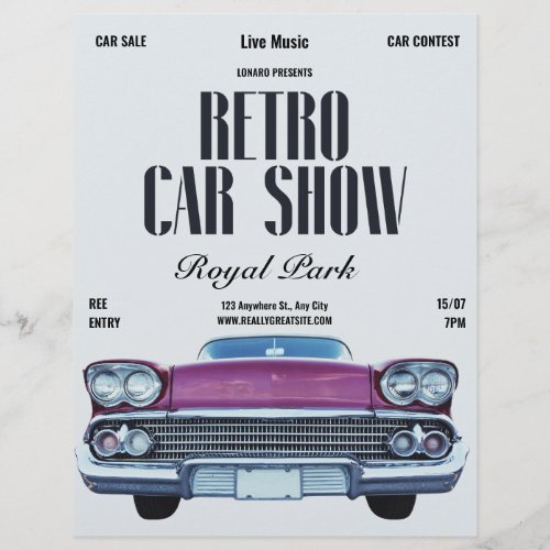 Classic Car Show Flyer Retro car Party Hot Rod Sh Flyer