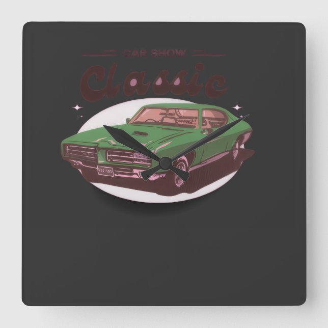 Classic Car Show  Square Wall Clock (Front)
