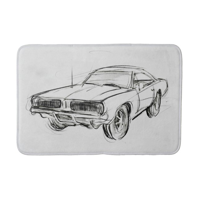 Classic Car Sketch IV Bath Mat (Front)
