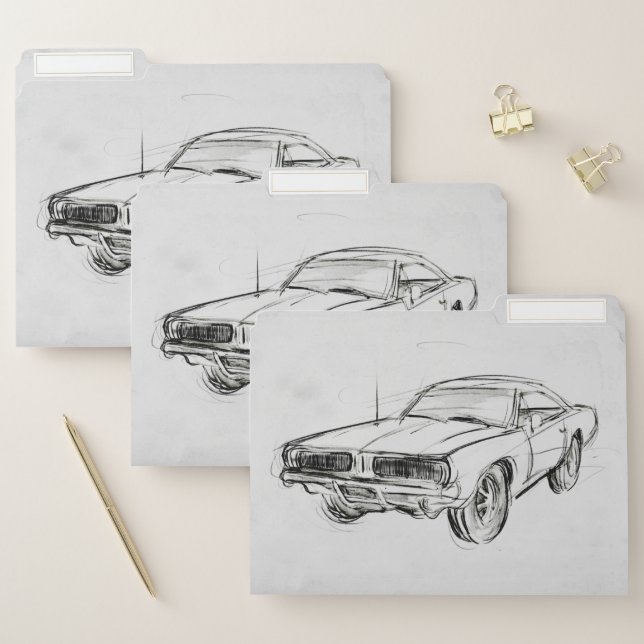 Classic Car Sketch IV File Folder (Set)