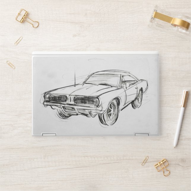 Classic Car Sketch IV HP Laptop Skin (Desk)
