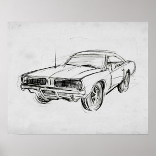 Classic Car Sketch IV Poster