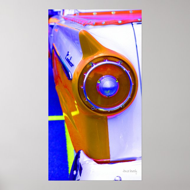 classic car  tail light saturated color poster (Front)