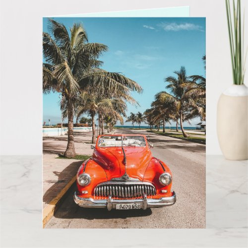 CLASSIC CAR TROPICAL BIRTHDAY GREETING CARDS