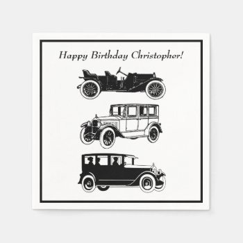 Classic Car Vintage Automobiles Birthday Party  Napkins by alleyshirts at Zazzle