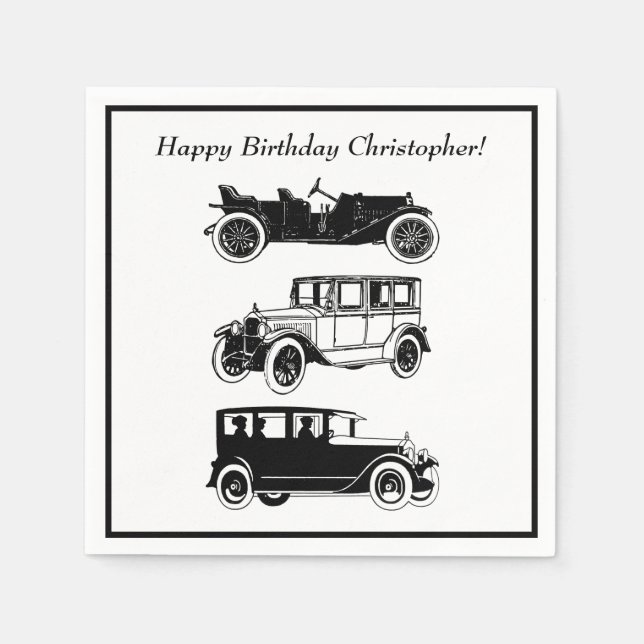 Classic Car Vintage Automobiles Birthday Party  Napkins (Front)