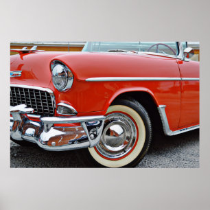 Classic Car Vintage Bel Air Red Convertible Poster