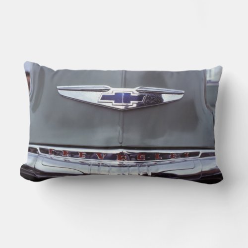 Classic Car Vintage Hood Ornament of Muscle Car Lumbar Pillow