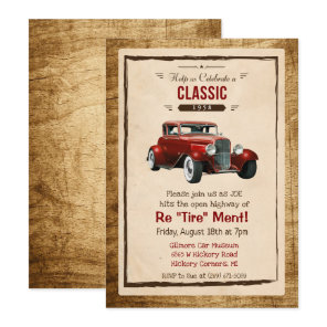 Classic Car Vintage Retirement Invitation