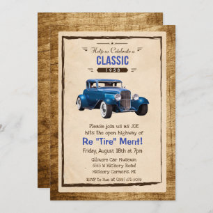 Classic Car Vintage Retirement Invitation