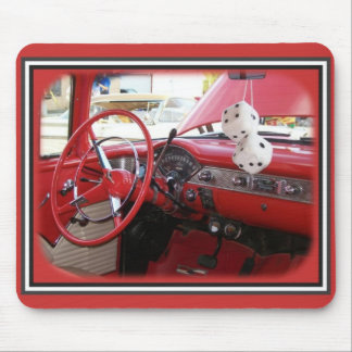 Classic car with dice mouse pad