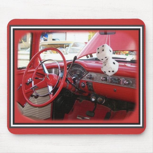 Classic car with dice mouse pad (Front)