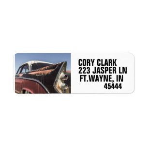 CLASSIC CAR WITH FINS RETURN ADDRESS LABELS