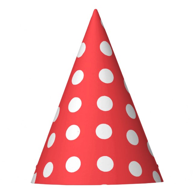 Classic Carnival Red Large White Dots Birthday Party Hat (Front)