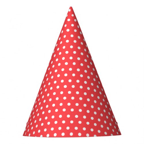 Classic Carnival Red Tiny White Dots Birthday Party Hat