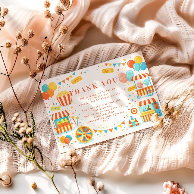 Classic Carnival Storybook Birthday Thank You Card (Creator Uploaded)