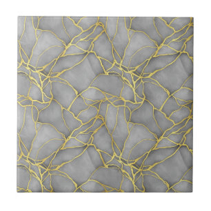Classic Carrara Gold Marble Black Silver Ceramic Tile
