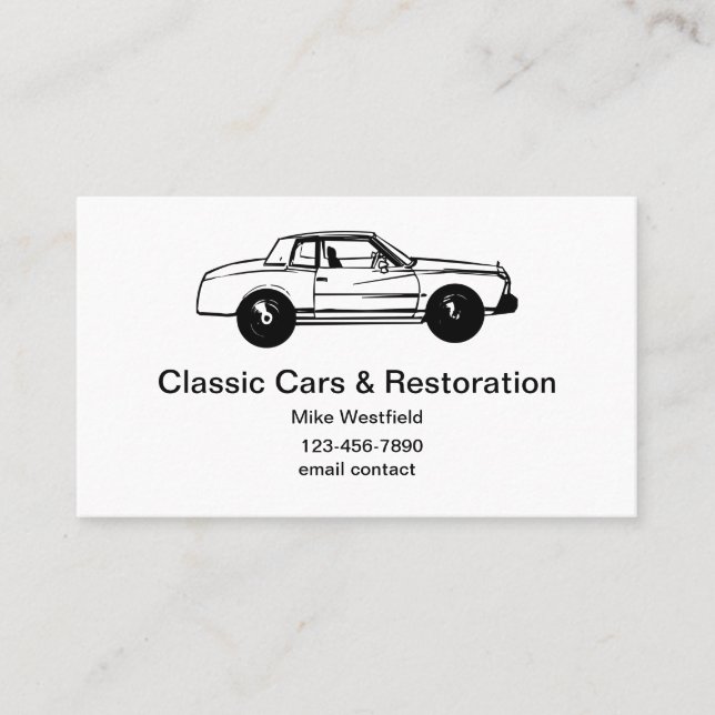 Classic Cars And Restoration Business Card (Front)