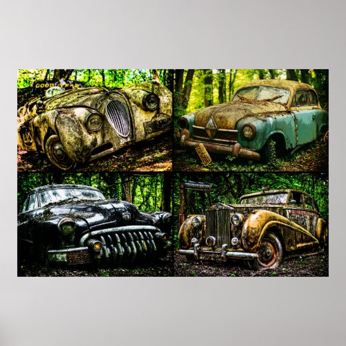 Classic Cars Auto Graveyard Poster
