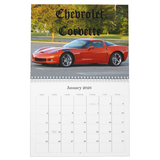 Classic Cars Calendar (Jan 2026)