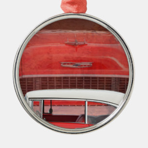 Classic Cars Chevy Bel Air Dodge Red White Vintage Metal Ornament