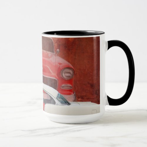 Classic Cars Chevy Bel Air Dodge Red White Vintage Mug