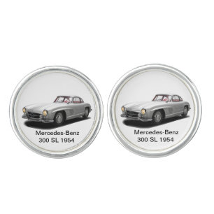 Classic Cars for Round Cufflinks, Silver Plated Cufflinks