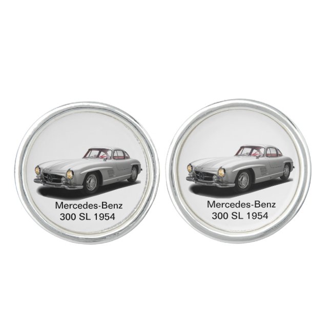 Classic Cars for Round Cufflinks, Silver Plated Cufflinks (Front)