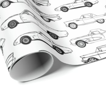 Classic Cars In Black Design Wrapping Paper by ComicDaisy at Zazzle