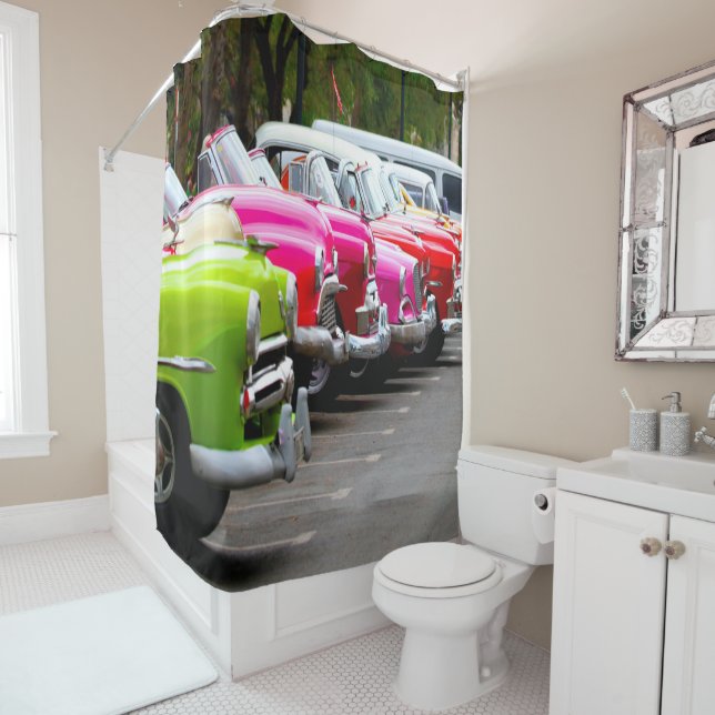 Classic Cars of Cuba Shower Curtain (In Situ)