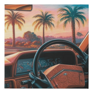 Classic cars with drivers faux canvas print