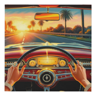 Classic cars with drivers  faux canvas print
