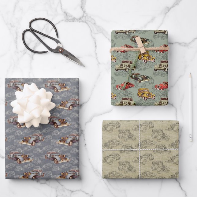 Classic Cars  Wrapping Paper Sheets (Front)