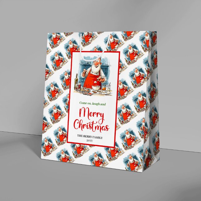 Classic Cartoon Santa Claus whimsical holiday  Medium Gift Bag (Classic Cartoon Santa Claus whimsical holiday gift bag)