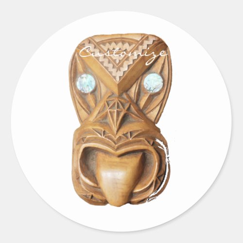 Classic carved tiki face  Thunder_Cove Classic Round Sticker
