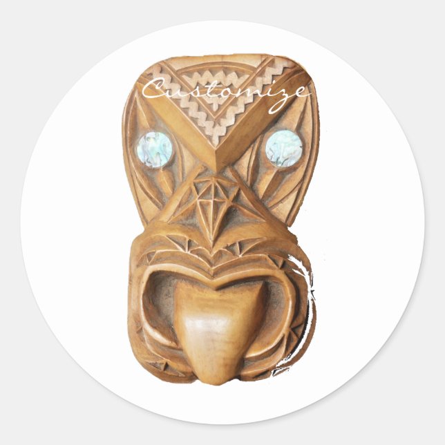 Classic carved tiki face  Thunder_Cove Round Sticker (Front)