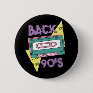 Classic Cassette From 90s Nostalgia Button